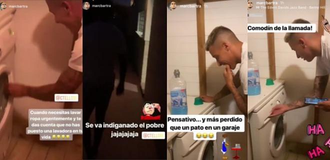 Marc Bartra bromea en su Instagram con que Tello no sepa poner la lavadora.
