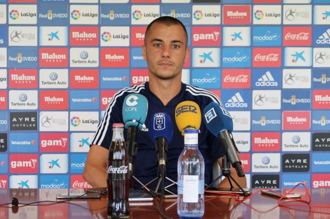 Sergio Tejera en la sala de prensa de El Requexón.