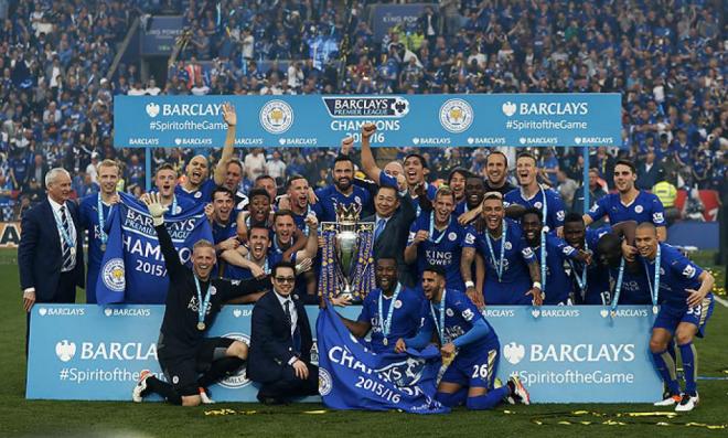 Celebración del título de la Premier League del Leicester.