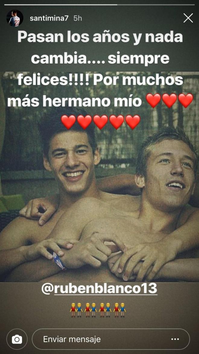 Santi Mina felicita a Rubén Blanco por su cumpleaños (Foto: @santimina7).