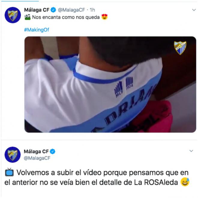Los dos tuits del Málaga.