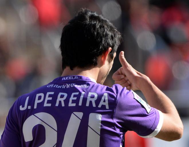 Jonathan Pereira, en el duelo de Mallorca en el que hizo tres goles (Foto: RealValladolid.es).