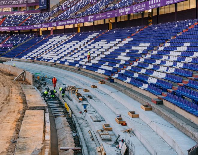 Aspecto de la Grada Este del Nuevo Estadio José Zorrilla en plenas obras (Foto: Real Valladolid).