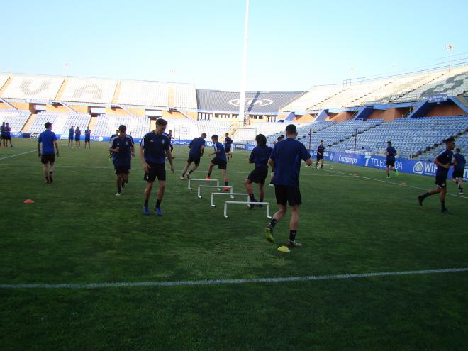 Entrenamiento del Recreativo en el Nuevo Colombino. (ED)