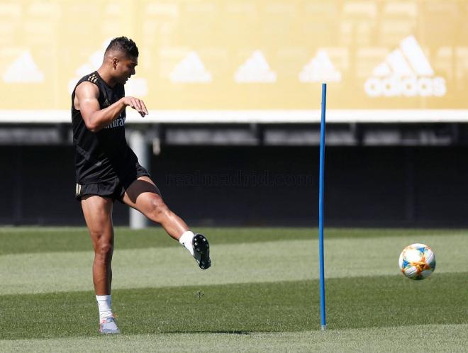 Casemiro, entrenando en Valdebebas (Foto: Real Madrid).