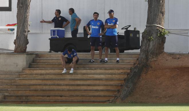 Marcelino durante la sesión de este jueves (Foto: David González)