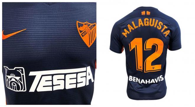 Algunos detalles de la segunda camiseta del Málaga.