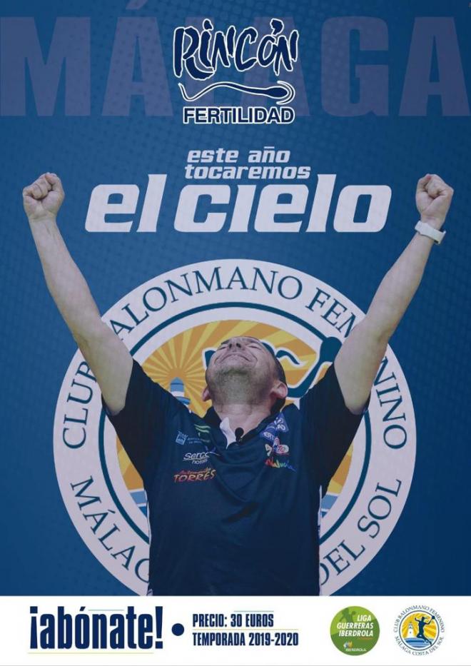 Cartel de la campaña de abonos del Rincón Fertilidad Málaga para la temporada 2019/2020.