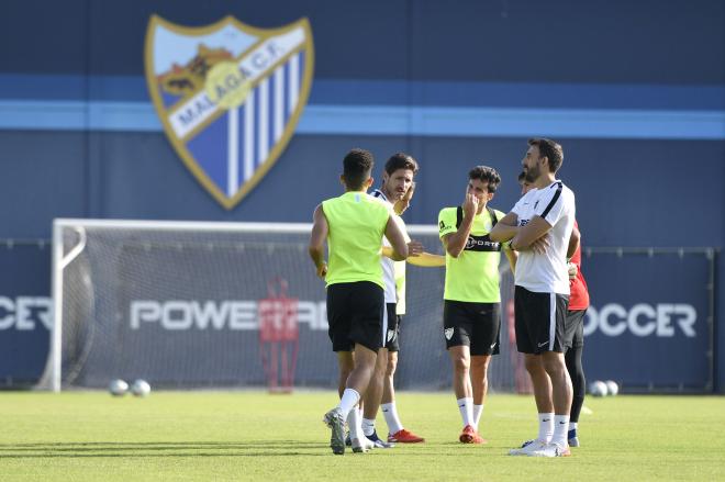 Entrenamiento de este lunes en el Anexo de La Rosaleda.