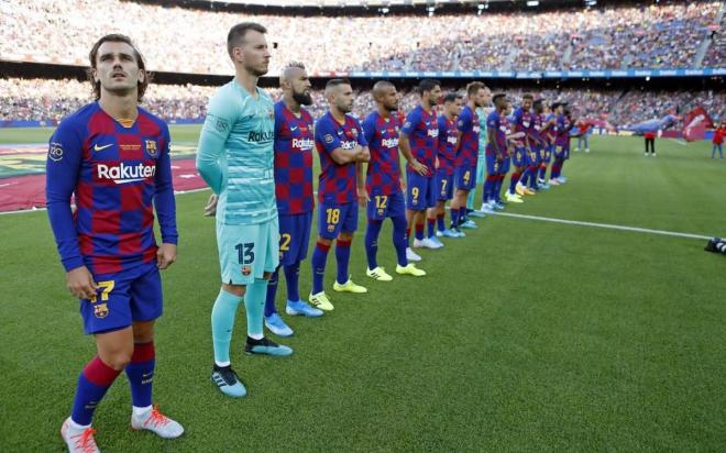 Plantilla del FC Barcelona en el Gamper.