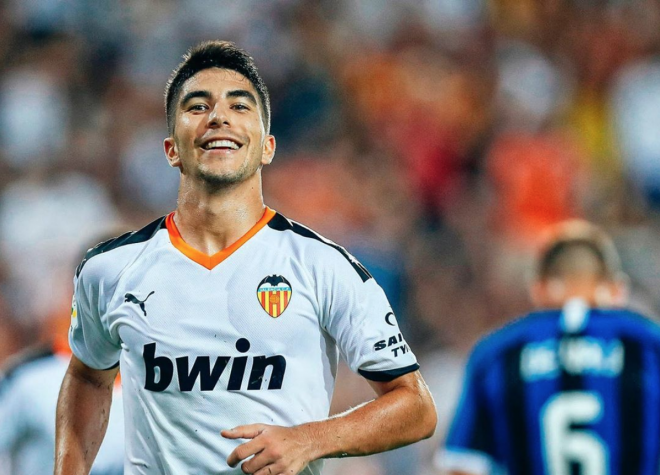 Soler celebra su gol en el Valencia-Inter (Foto: Valencia CF).