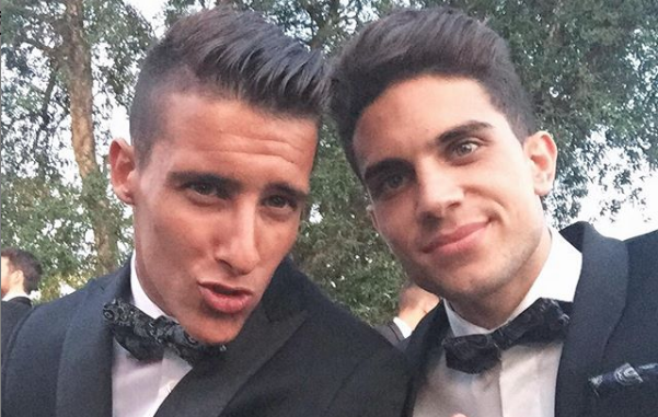 Cristian Tello y Marc Bartra, en una celebración (Foto: @ctello9).