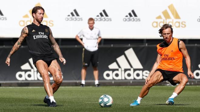 Ramos y Modric, durante un entrenamiento (Foto: RM).
