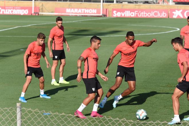 Rony Lopes en su primer entrenamiento del Sevilla.