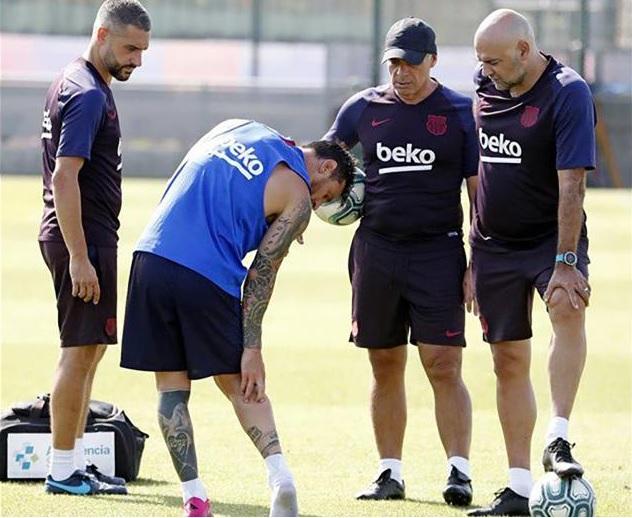 Leo Messi, en el momento de la lesión, con Valverde (Foto: FCB).