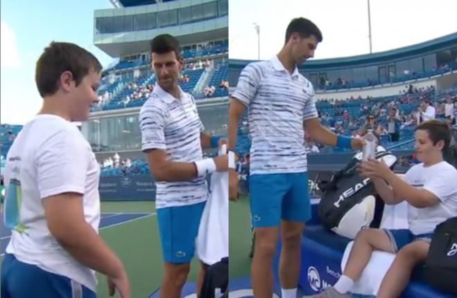 Novak Djokovic, con este niño que es un gran campeón (Fotos: ATP).