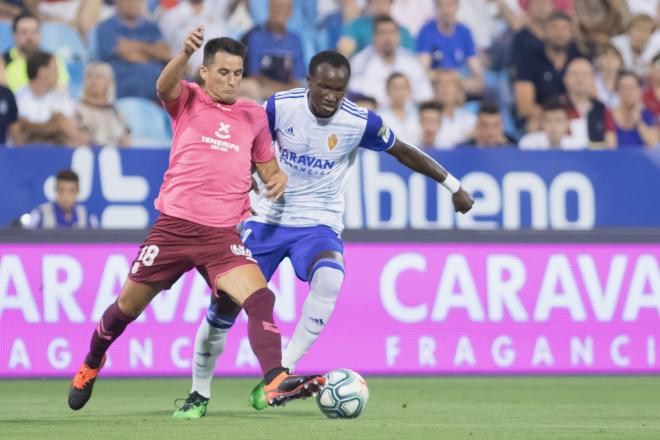 Raphael Dwamena, en el Real Zaragoza-Tenerife (Foto: Daniel Marzo).