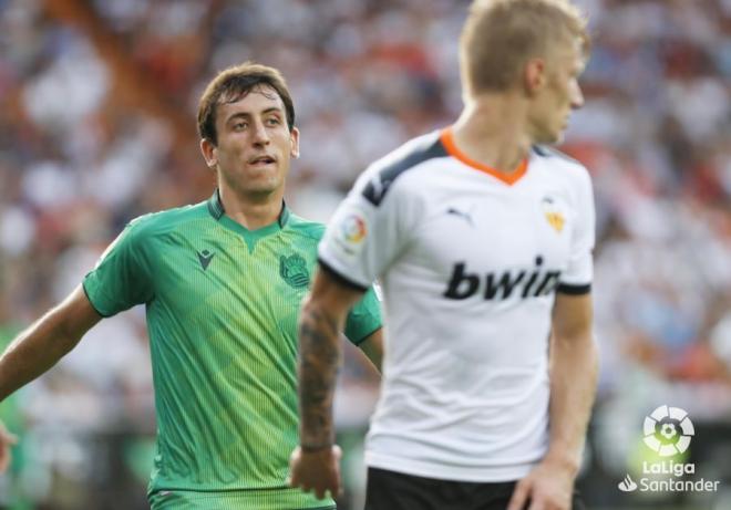 Mikel Oyarzabal durante el partido en Mestalla (Foto: LaLiga).