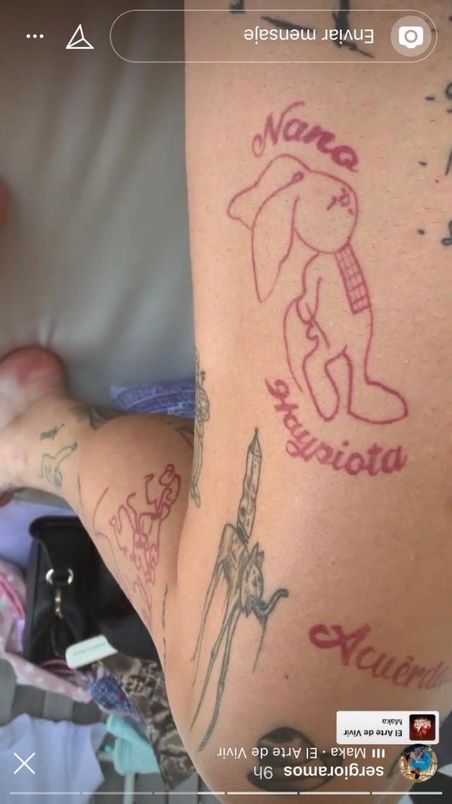 Tatuajes en el muslo de Ramos.