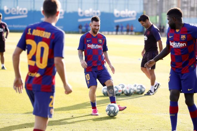 Messi, durante la sesión de este miércoles (Foto: FCB).