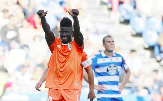 Obeng celebra su gol ante el Dépor (Foto: LaLiga SmartBank).