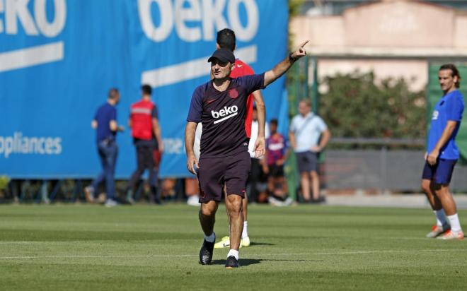 Valverde, en la sesión de este miércoles del Barcelona (Foto: FCB).