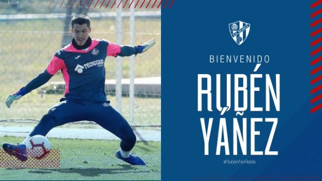 Creatividad del Huesca para la bienvenida a Rubén Yáñez.