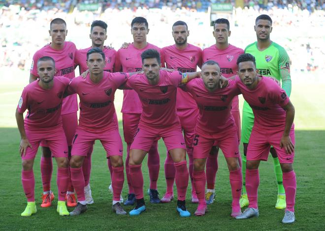 El once del Málaga en Santander.