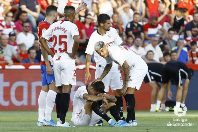 Reguilón, cedido del Real Madrid, se retiró entre lágrimas ante el Granada (Foto: LaLiga).
