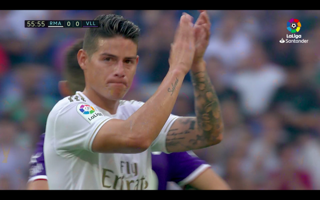 James, ovacionado en el Bernabéu en una sustitución