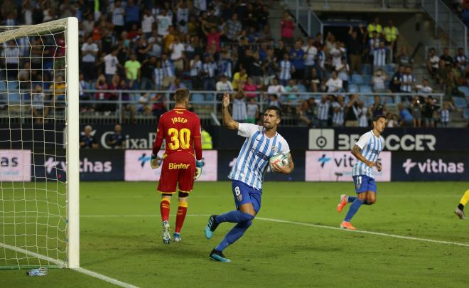Adrián, celebrando el gol del empate ante Las Palmas.