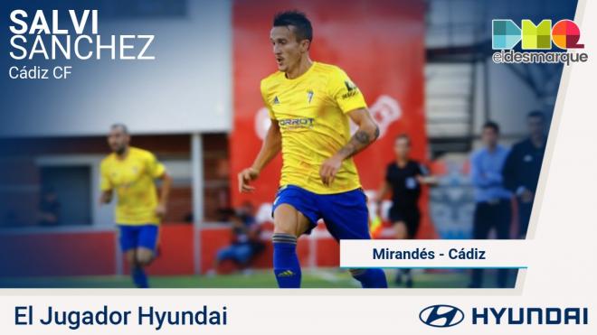 Salvi, jugador Hyundai del Mirandés-Cádiz.