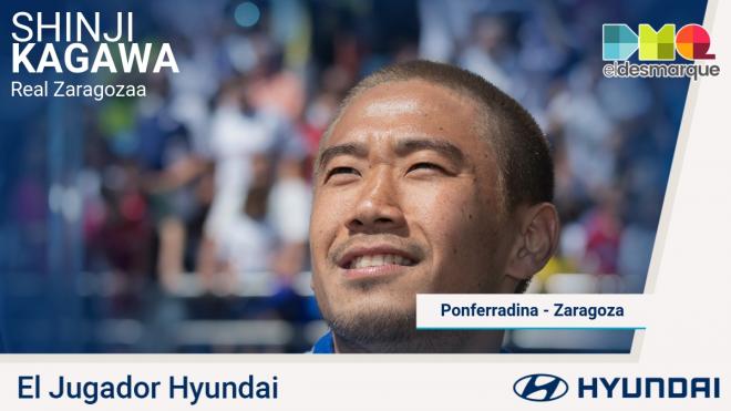 Kagawa, jugador Hyundai del Ponferradina-Real Zaragoza.