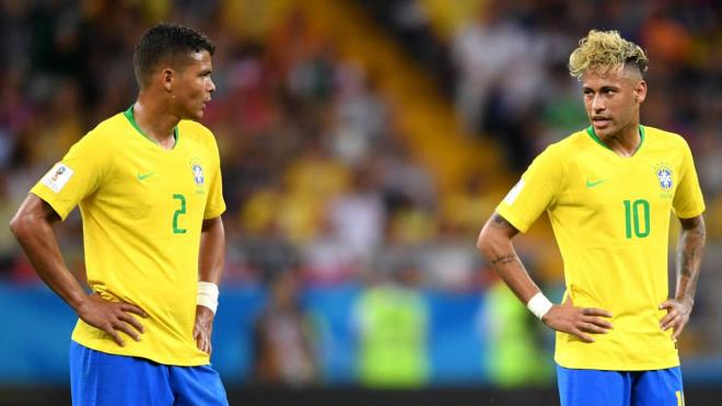 Neymar y Thiago Silva con Brasil.