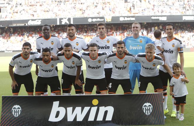 El once del Valencia CF en el último Valencia-Mallorca (Foto: David González).