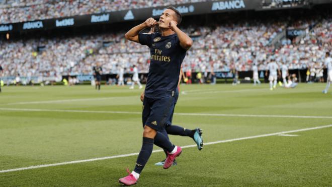 Celebración de Lucas Vázquez ante el Celta. El gallego ha dejado de contar para Zidane.