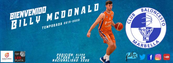 Billy McDonald, nuevo jugador azulón (Foto: @cbmarbella1).