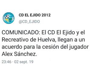 Comunicado lanzado por El Ejido que fue borrado (Twitter).