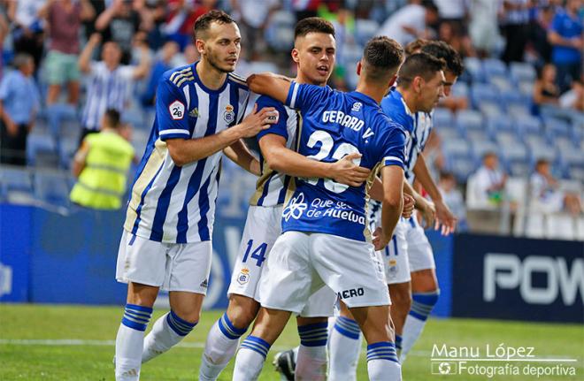 Imagen del Decano celebrando un gol (Manu López / Albiazules.es).