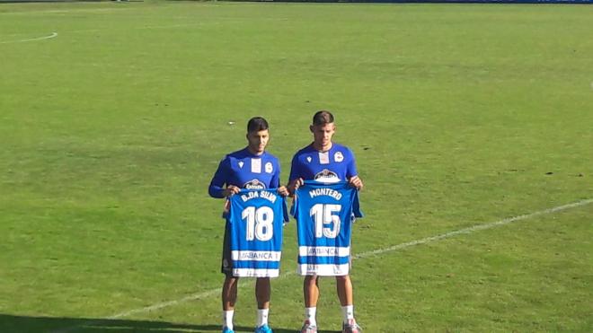 Beto da Silva y Javi Montero, en su presentación con el Dépor en Abegondo.