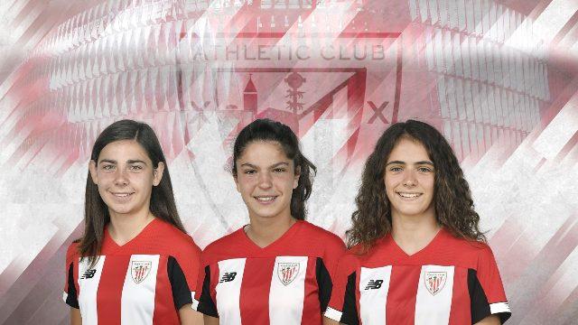 Ane Elexpuru, Alejandra Estefanía y Maite Zubieta, tres de las jugadoras convocadas por la sub 17 (Foto: Athletic Club).