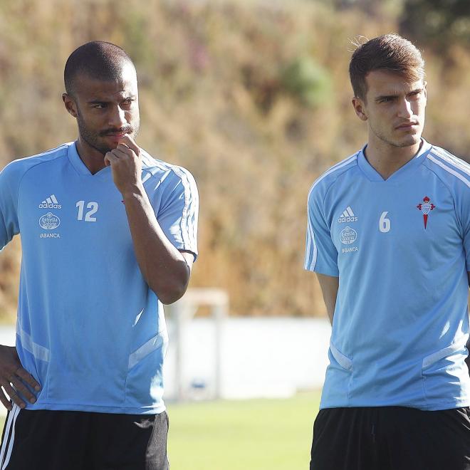Rafinha Alcántara y Denis Suárez, en un entrenamiento con el Celta (Foto: RC Celta).