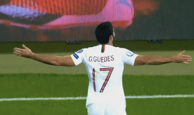 Gonçalo Guedes ya marcó con Portugal contra Serbia.