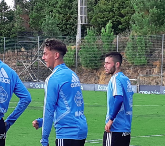 Iker Losada, durante un entrenamiento con el Celta.