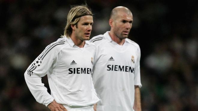David Beckham y Zinedine Zidane