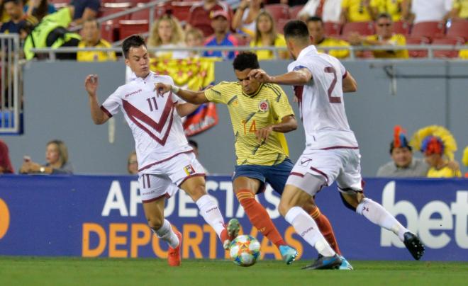 Juanpi, durante el amistoso ante Colombia (Foto: Federación Colombiana de Fútbol).
