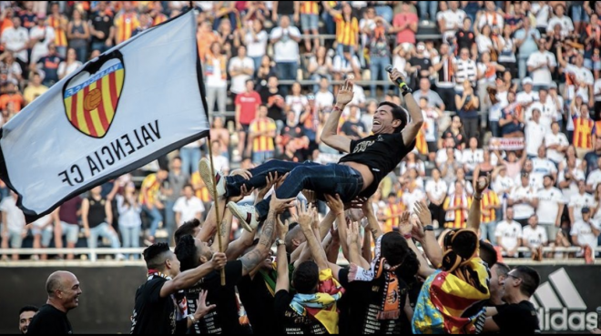 Marcelino, en la celebración de Copa del Rey.