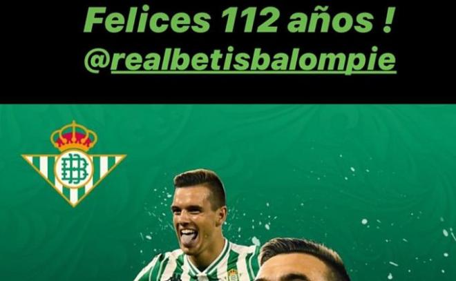 Imagen del mensaje de Giovani Lo Celso en sus redes sociales.