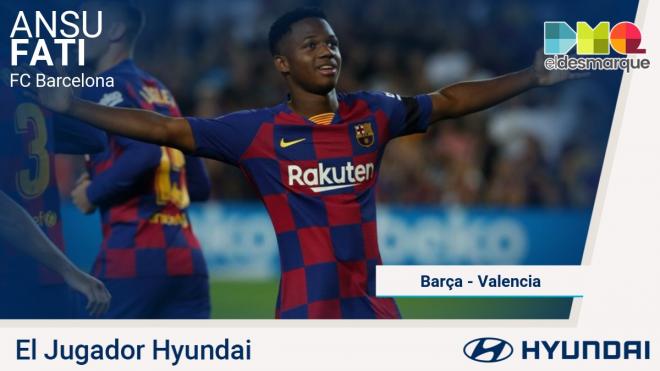 Ansu Fati, jugador Hyundai del Barcelona-Valencia.