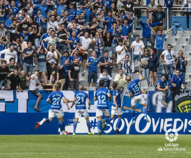 Ortuño celebra su gol ante el Lugo.
